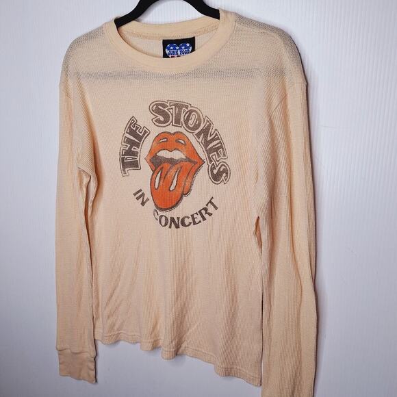 VTG Y2K Junk Food Thermal Top Rolling Stones Band Large Long Sleeve Lips Waffle - Picture 2 of 8